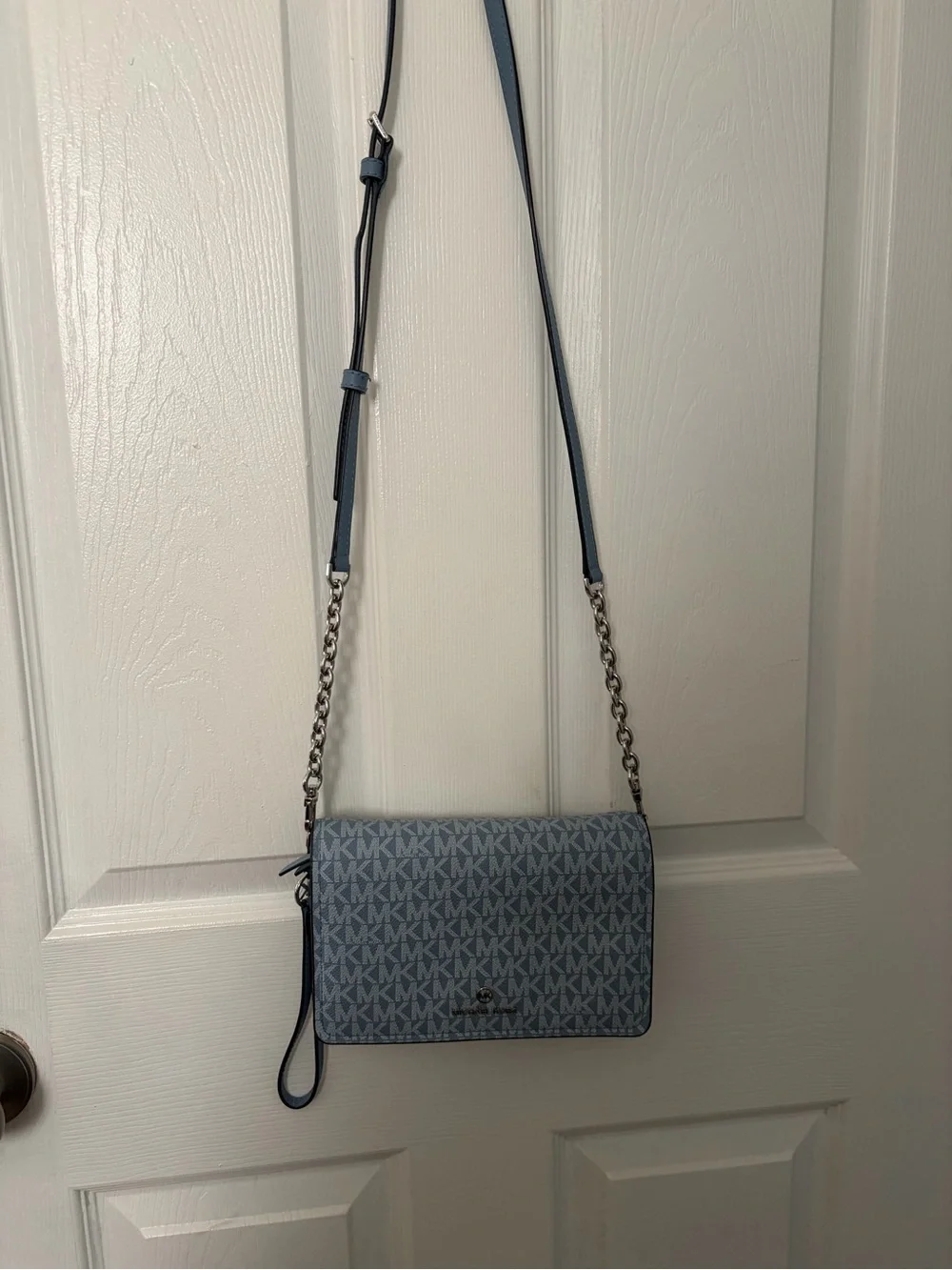 Michael Kors Blue MK Signature Crossbody Bag with Gold Hardware